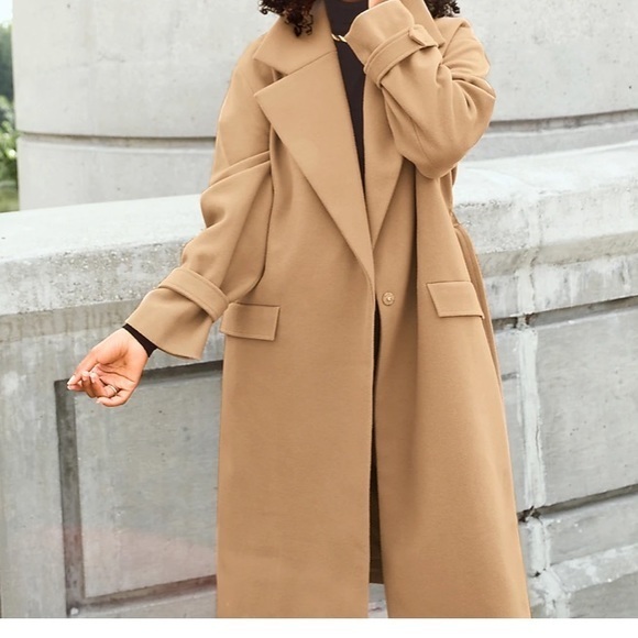 Belted Wrap Front Faux Wool Coat express size XL jacket winter